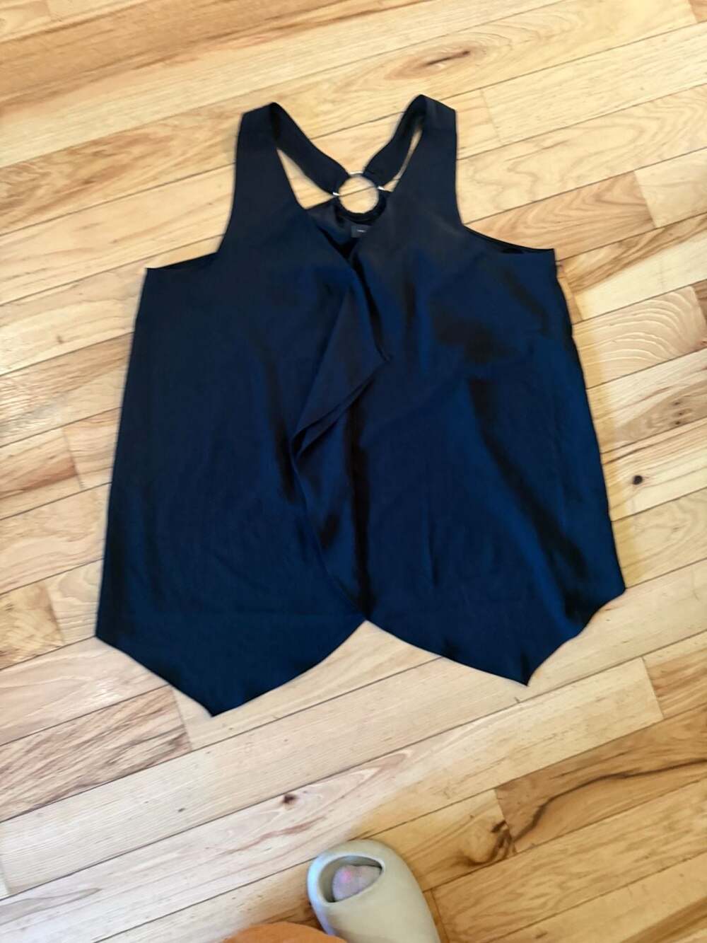 The Limited Black Sleeveless Cowl Neck Top with O-Ring Back Detail Size L